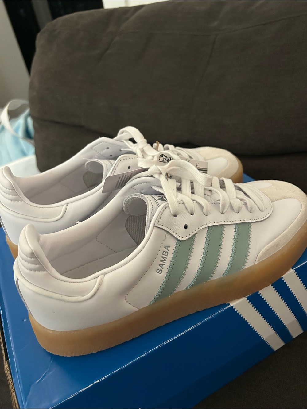 Adidas Sambae Women's White and Mint Sneakers